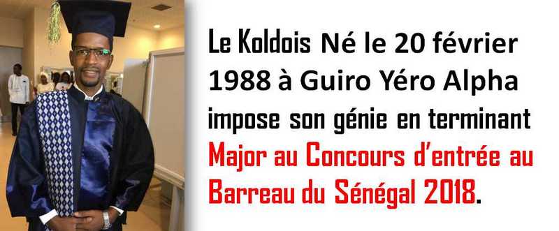 Mouhamadou Bassirou Baldé :Major au Concours d’entrée au Barreau du Sénégal 2018